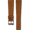 Smooth Barenia Racing Tan leather watch strap tone on tone stitching - LUGS brand