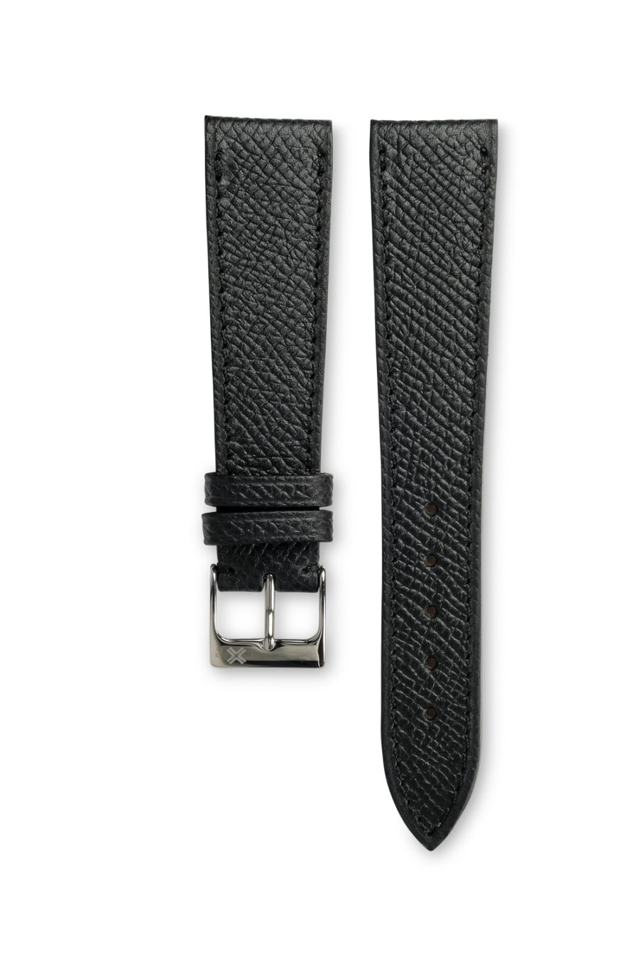 Grained Classic Barenia deep black leather watch strap - tone on tone stitching - LUGS brand