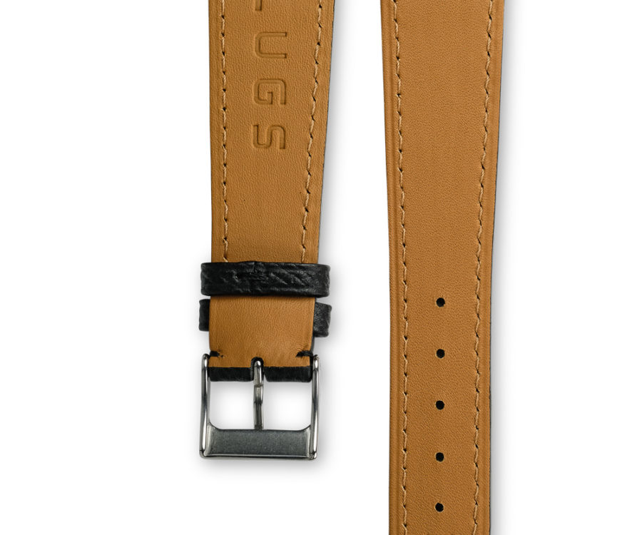 Grained Classic Barenia deep black leather watch strap - tone on tone stitching - LUGS brand