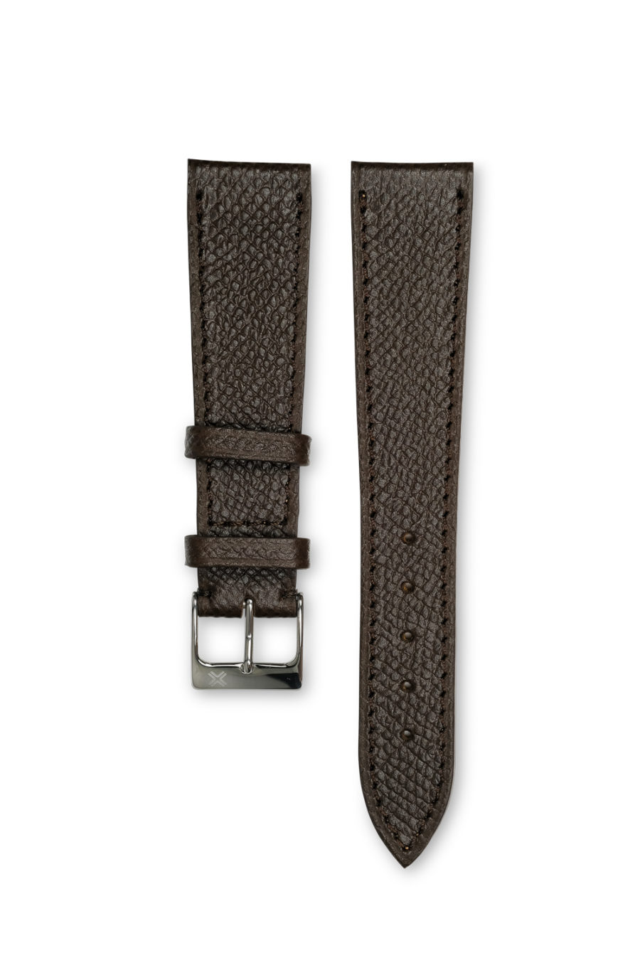 Grained chocolate brown leather watch strap - tone on tone stitching - LUGS brand