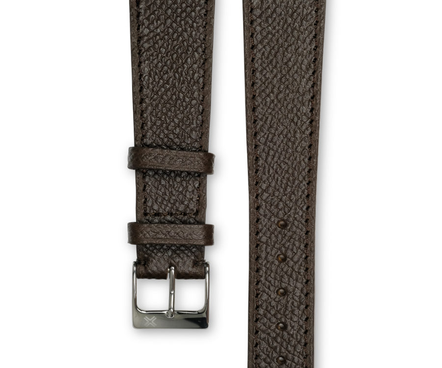 Grained chocolate brown leather watch strap - tone on tone stitching - LUGS brand