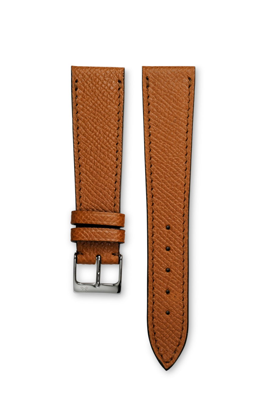 Grained light brown tan leather watch strap - tone on tone stitching - LUGS brand