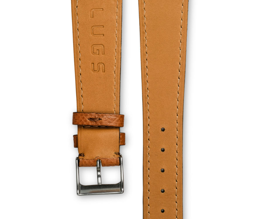 Grained light brown tan leather watch strap - tone on tone stitching - LUGS brand