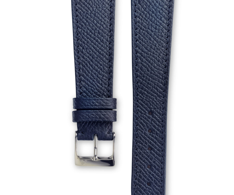 Grained Navy blue leather watch strap - tone on tone stitching - LUGS brand