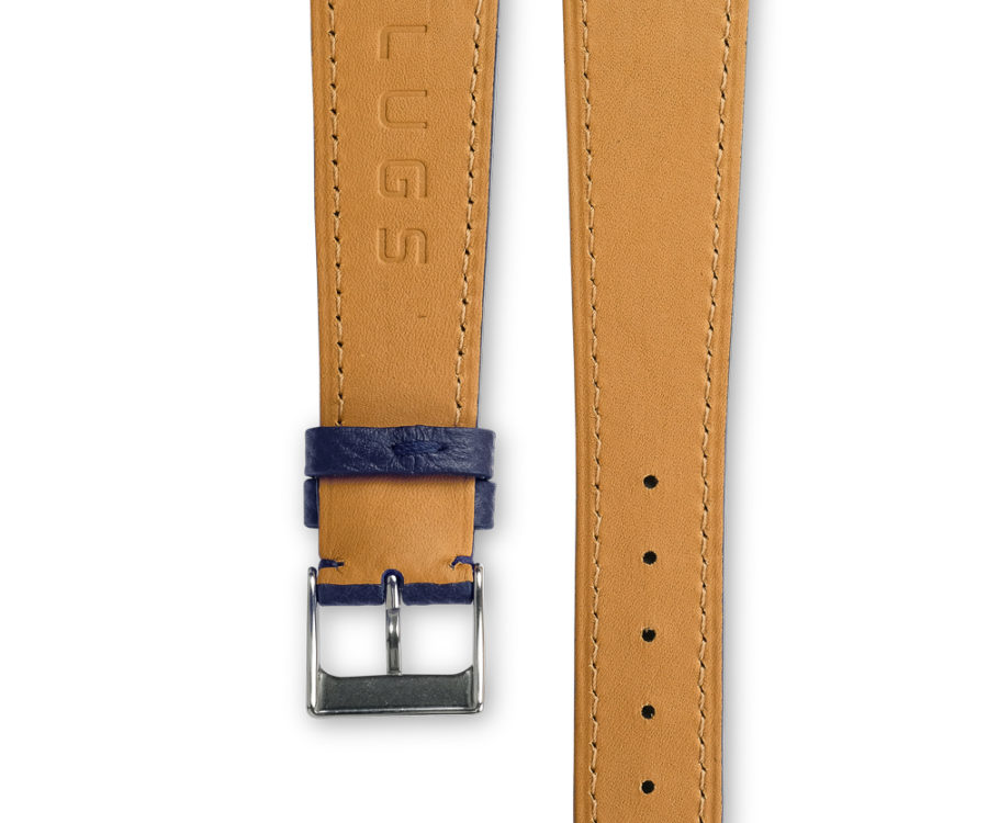 Grained Classic Navy Blue leather watch strap - tone on tone stitching - LUGS brand