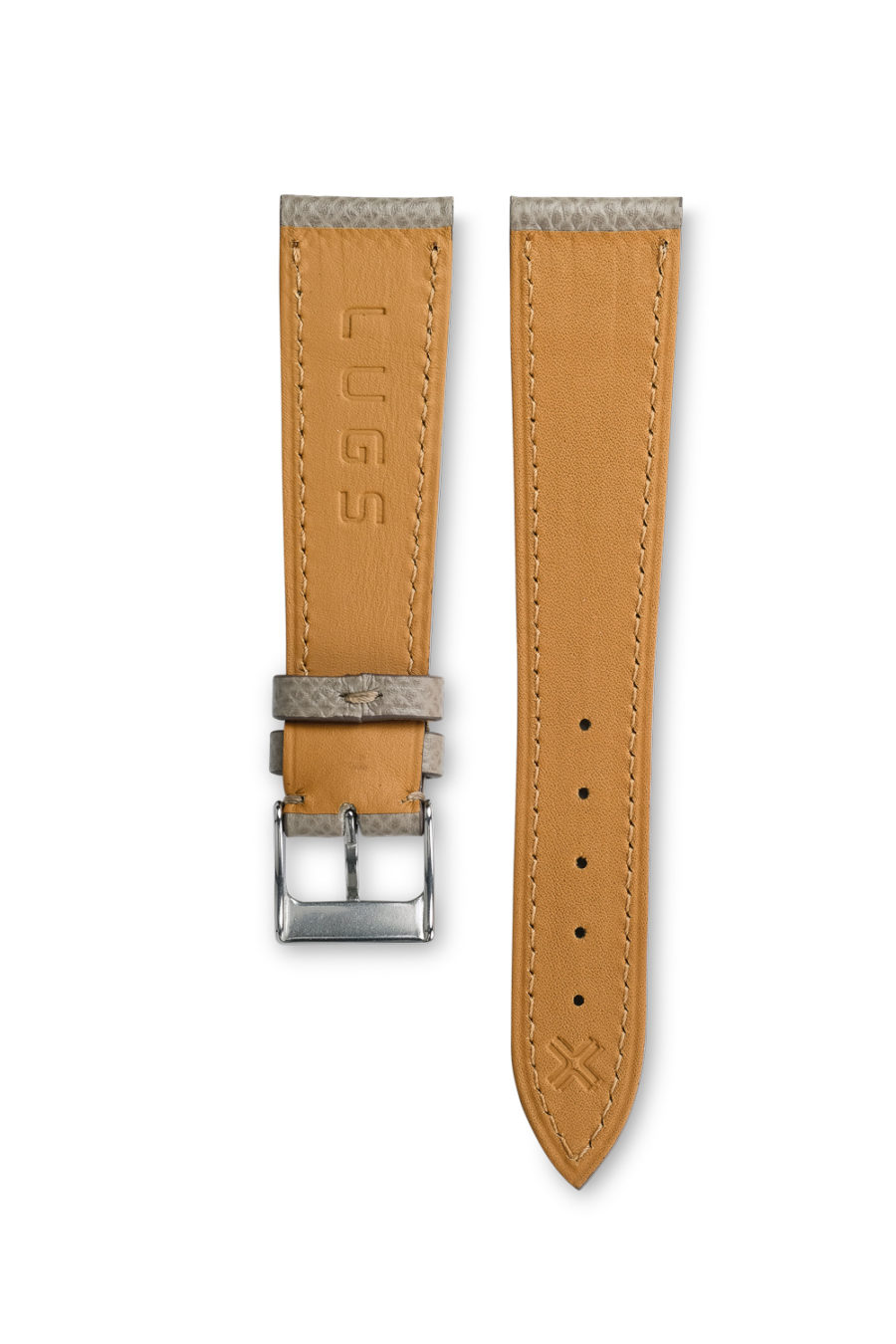 Grained Classic Taupe Beige leather watch strap - tone on tone stitching - LUGS brand