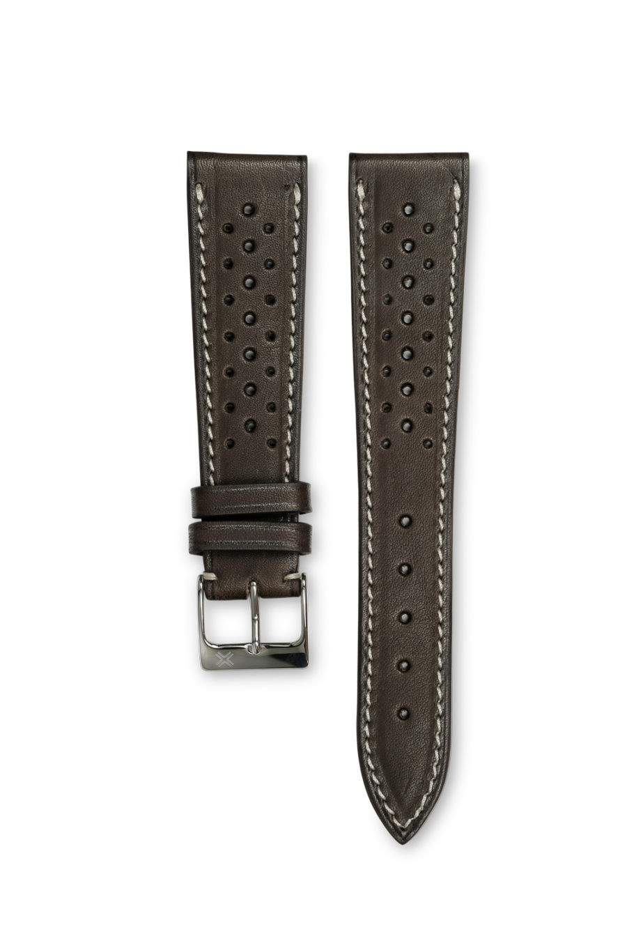 Smooth Racing chocolate brown leather watch strap - cream stitching - LUGS brand