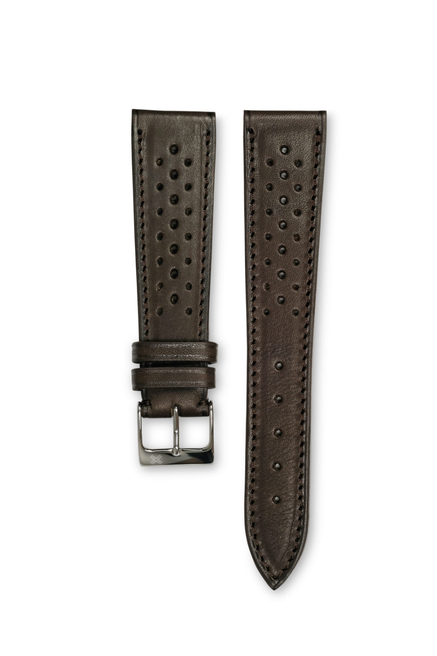 Smooth Racing chocolate brown leather watch strap - tone on tone stitching - LUGS brand