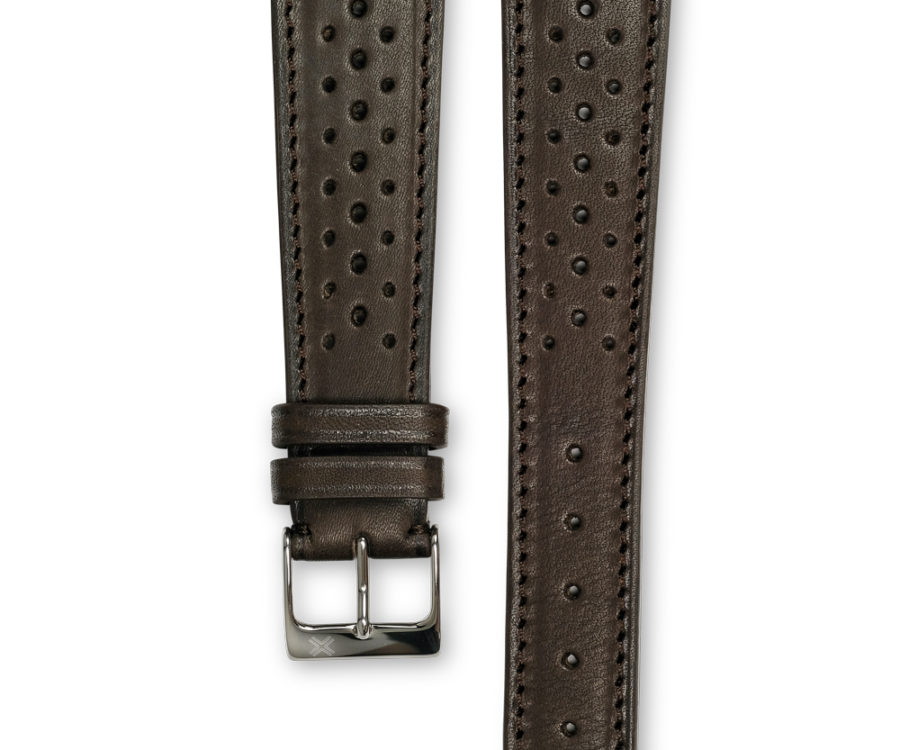 Smooth Racing chocolate brown leather watch strap - tone on tone stitching - LUGS brand