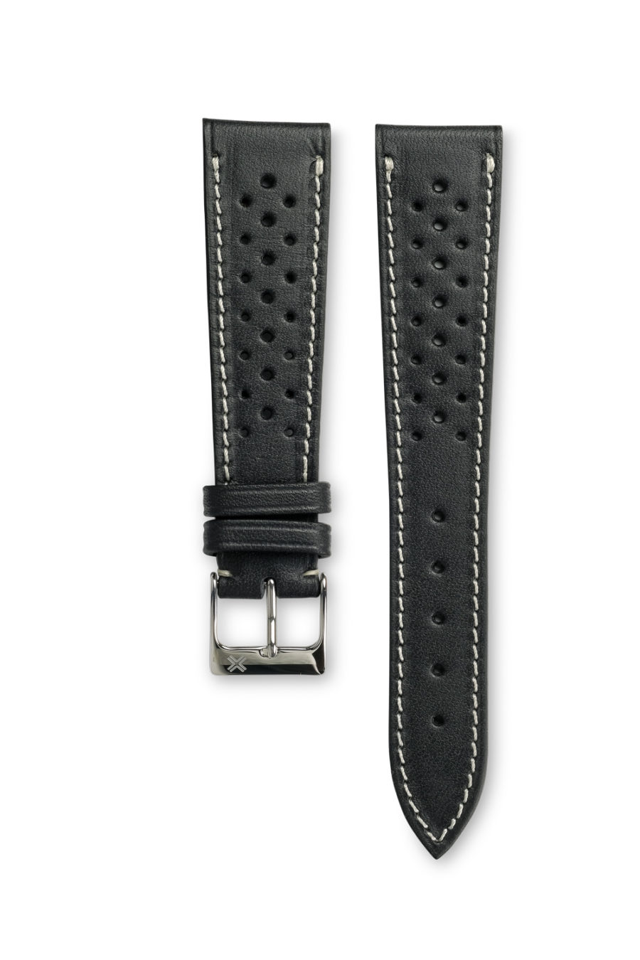 Smooth Racing Barenia deep black leather watch strap - cream stitching - LUGS brand