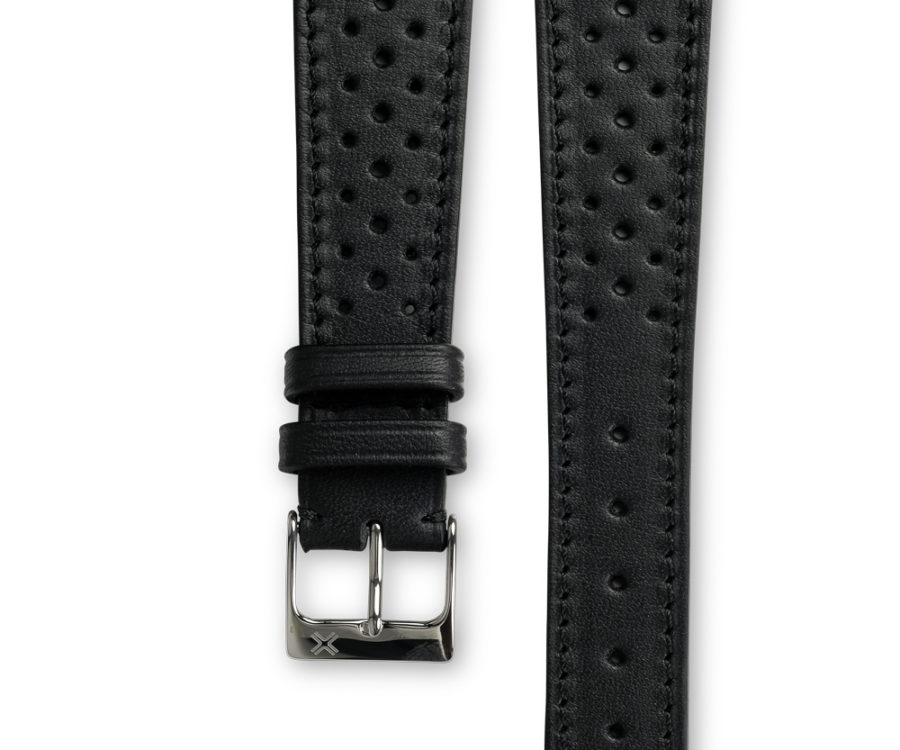 Smooth Racing Barenia deep black leather watch strap - tone on tone stitching - LUGS brand