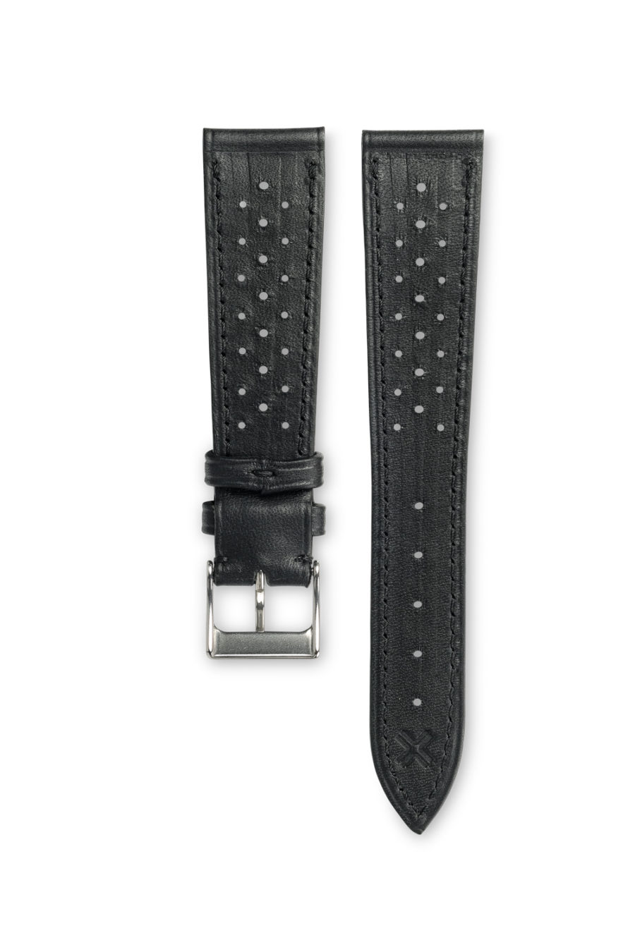 Smooth Racing Deep Black leather watch strap - tone on tone stitching - LUGS brand