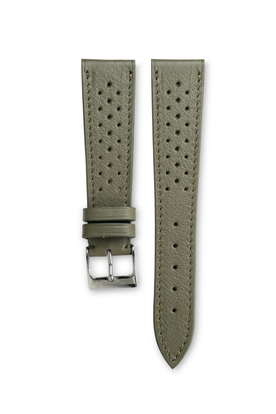 Smooth Racing khaki green leather watch strap - tone on tone stitching - LUGS brand