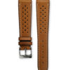 Smooth Racing light brown tan leather watch strap - cream stitching - LUGS brand