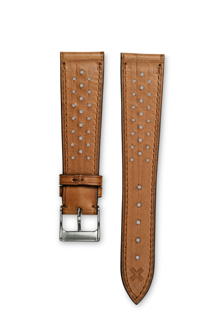 Smooth Racing light brown Tan leather watch strap - tone on tone stitching - LUGS brand