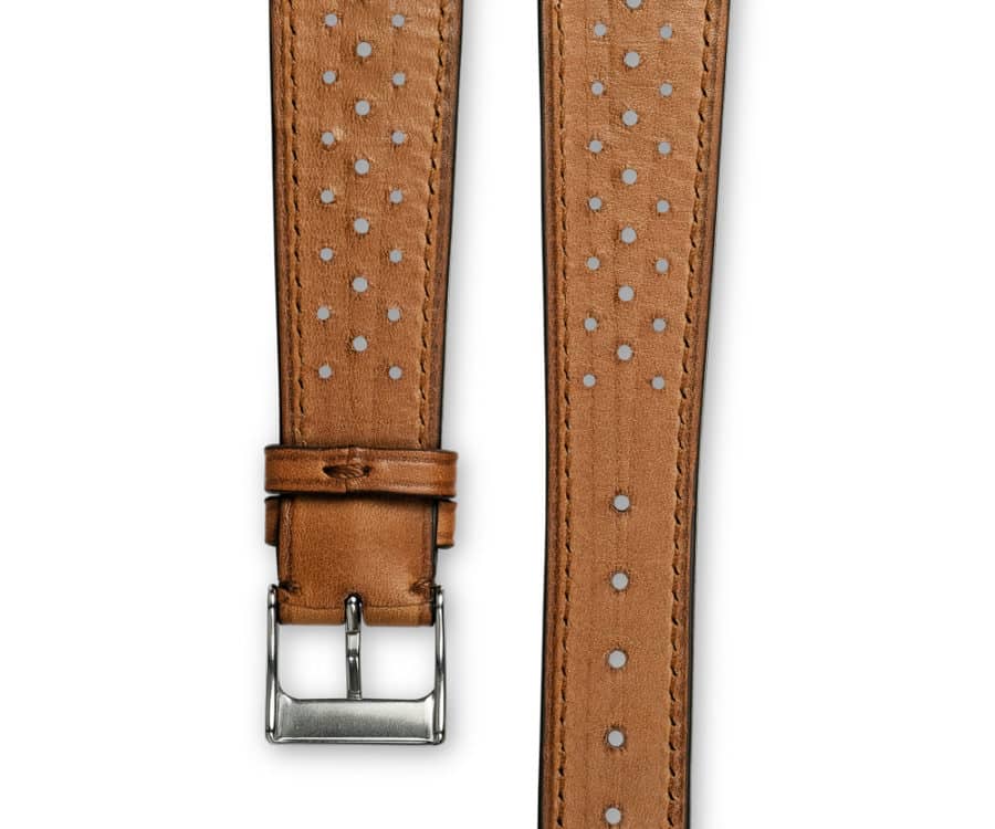 Smooth Racing light brown Tan leather watch strap - tone on tone stitching - LUGS brand