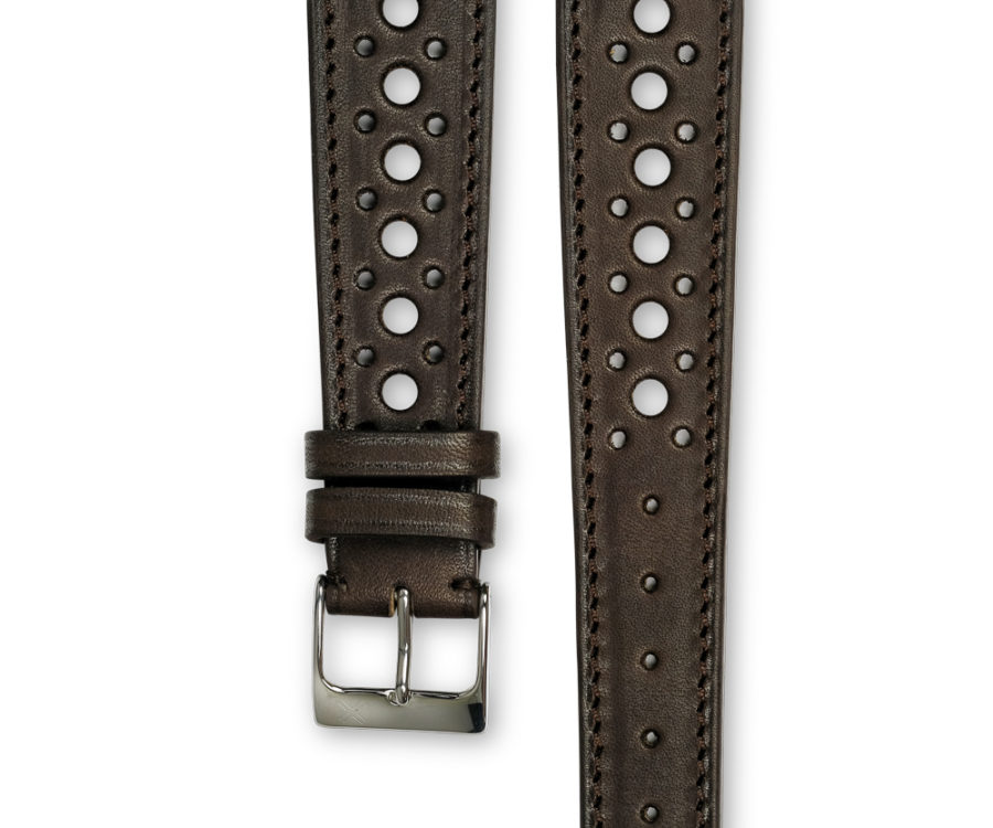 Smooth Rally chocolate brown leather watch strap - tone on tone stitching - LUGS brand