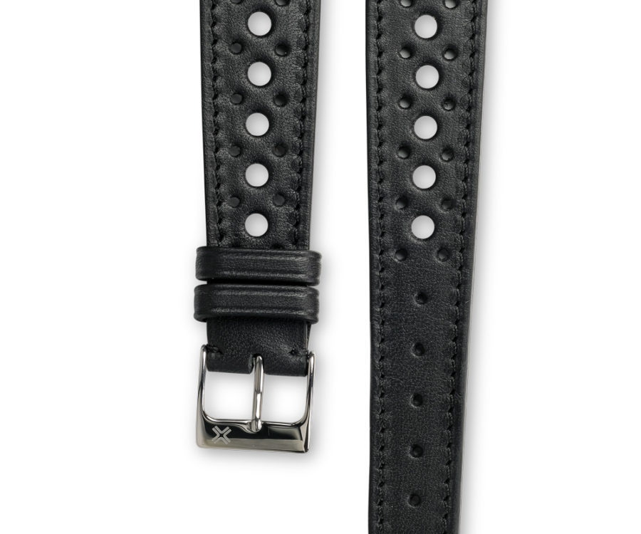 Smooth Rally Barenia deep black leather watch strap - tone on tone stitching - LUGS brand