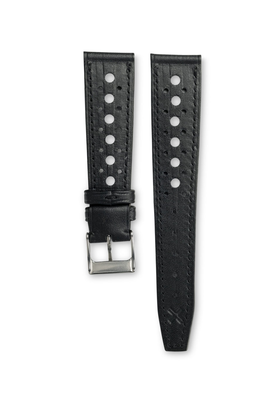 Smooth rally Barenia deep black leather watch strap - tone on tone stitching - LUGS brand