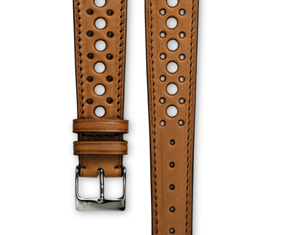 Smooth Rally light brown tan leather watch strap - tone on tone stitching - LUGS brand