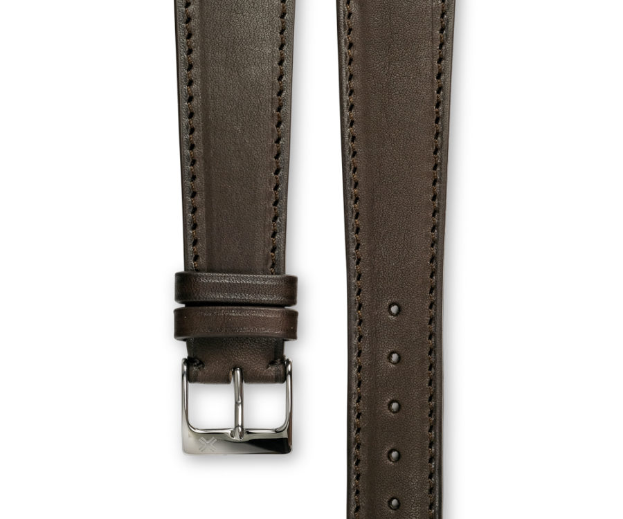 Smooth Classic Barenia chocolate brown leather watch strap - tone on tone stitching - LUGS brand