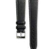 Smooth Classic Barenia deep black leather watch strap - cream stitching - LUGS brand