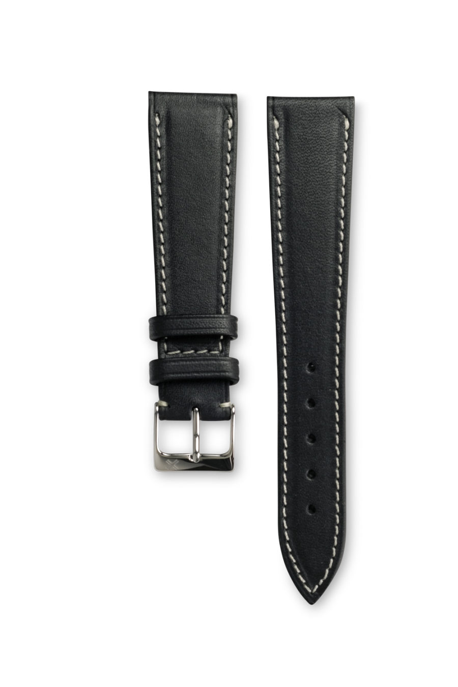 Smooth Classic Barenia deep black leather watch strap - cream stitching - LUGS brand