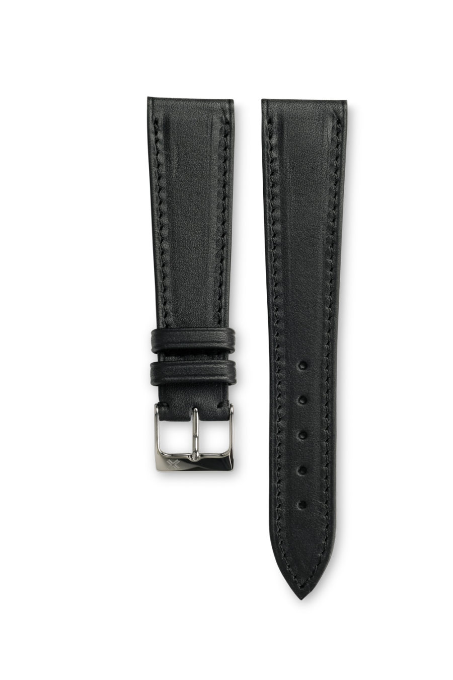 Smooth Barenia Classic deep black leather watch strap - tone on tone stitching - LUGS brand