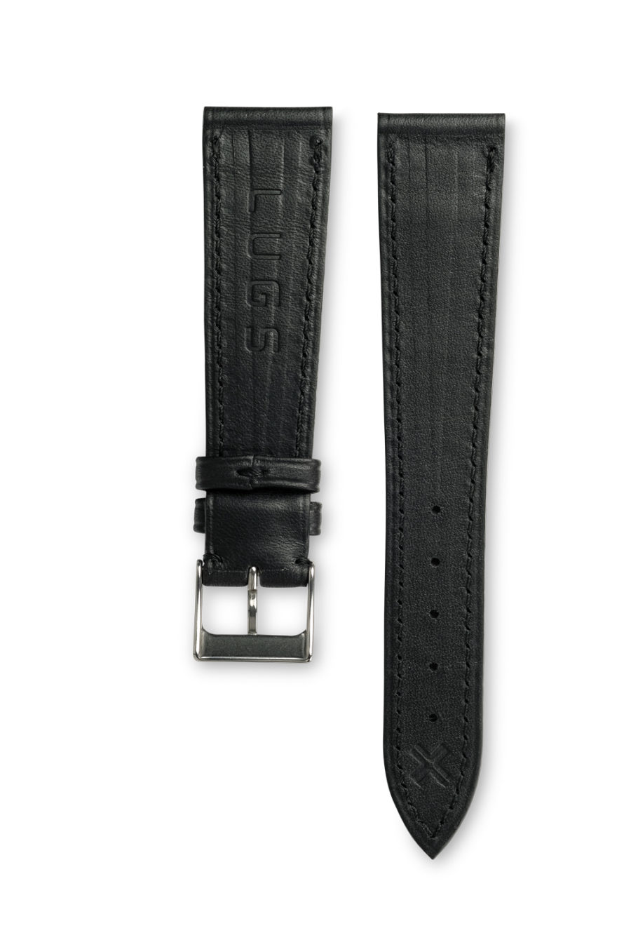 Smooth Classic Barenia deep black leather watch strap - tone on tone stitching - LUGS brand