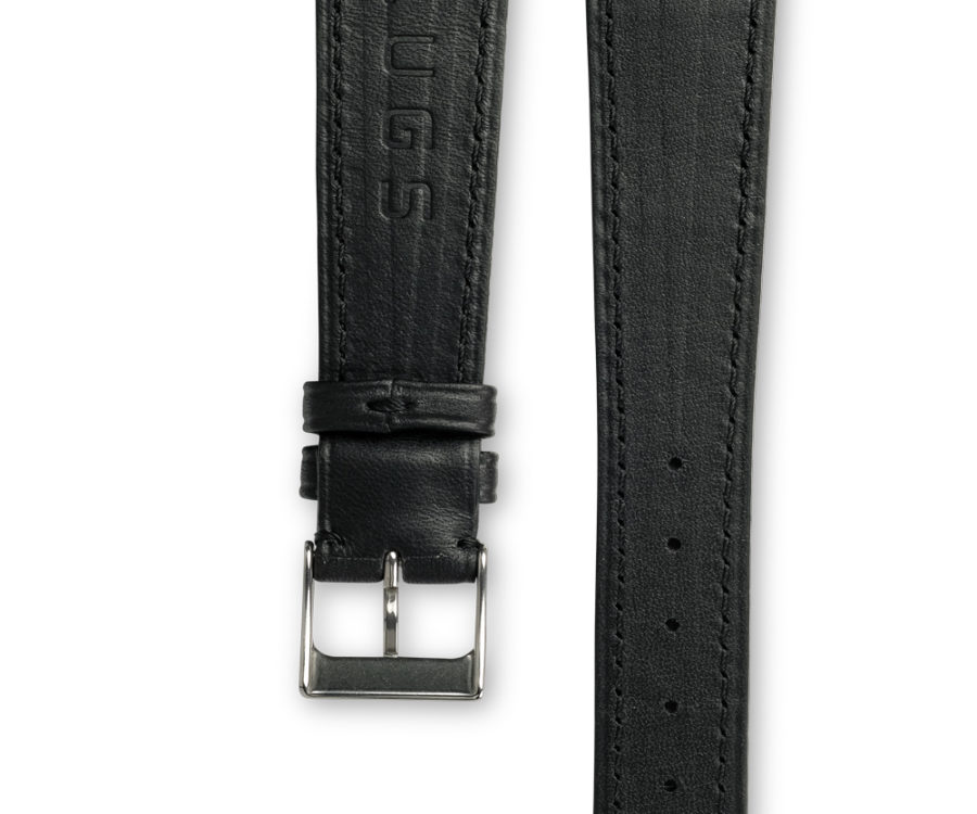 Smooth Classic Barenia deep black leather watch strap - tone on tone stitching - LUGS brand