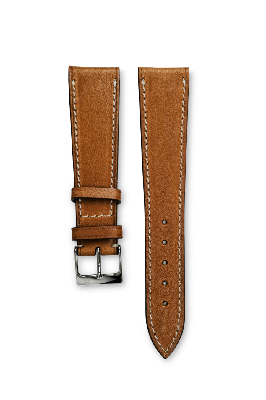 Smooth Classic Barenia light brown tan leather watch strap - cream stitching - LUGS brand