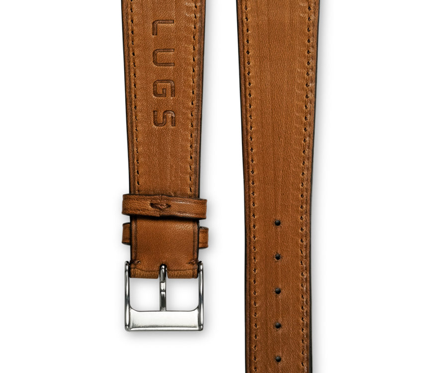 Smooth Classic Barenia light brown tan leather watch strap - tone on tone stitching - LUGS brand