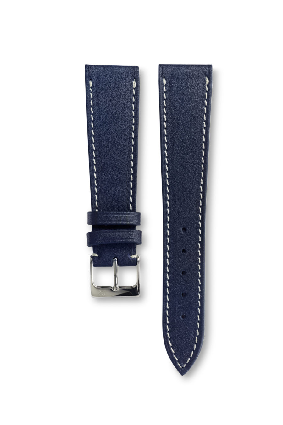 Smooth Classic Navy blue leather watch strap - cream stitching - LUGS brand