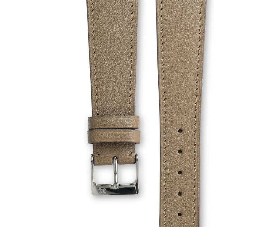 Smooth Classic taupe beige leather watch strap - tone on tone stitching - LUGS brand